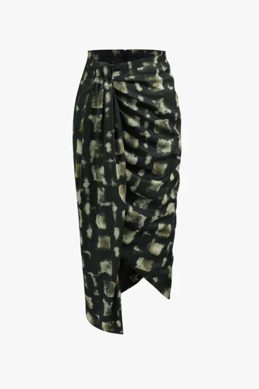 Printed Knot Front Wrap Midi Skirt sold by Micas