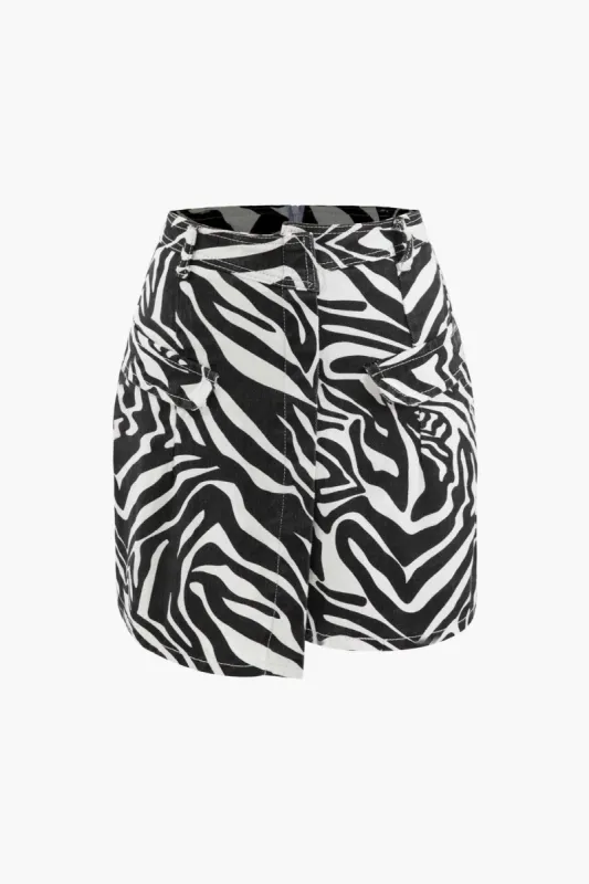 Printed Wrap Mini Skirt sold by Micas