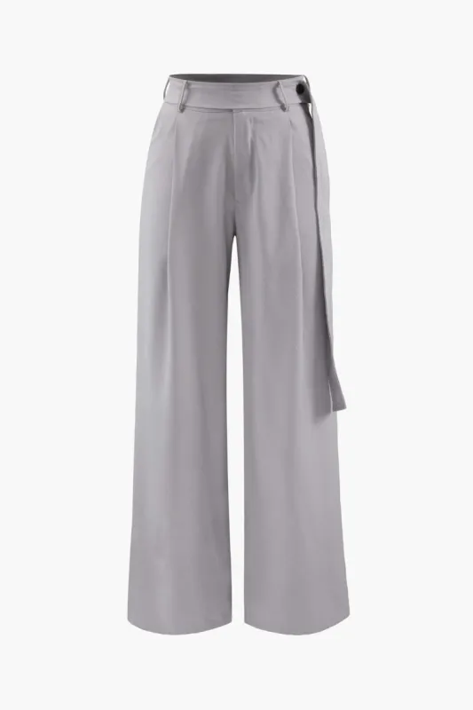 Pleated Pants With Adjustable Self-belt sold by Micas
