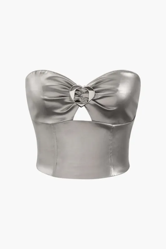 Metallic Heart Buckle Tube Top made by Micas