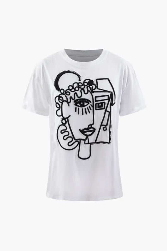 Embroidered Portrait T-Shirt made by Micas