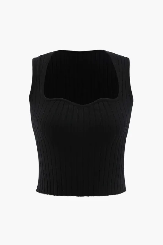 Square Neck Rib Knit Tank Top sold by Micas