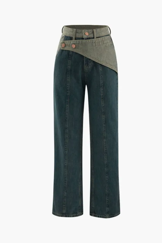 Panel Detail Denim Jeans sold by Micas