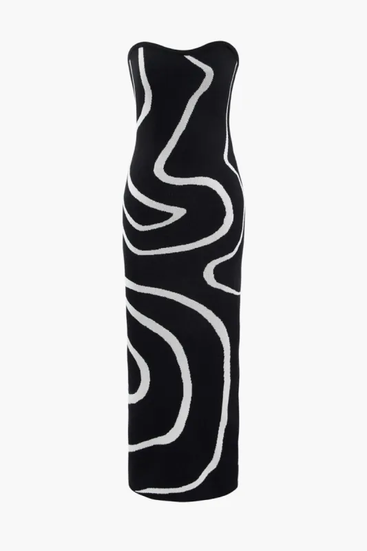 Swirl Stripe Knit Strapless Midi Dress sold by Micas