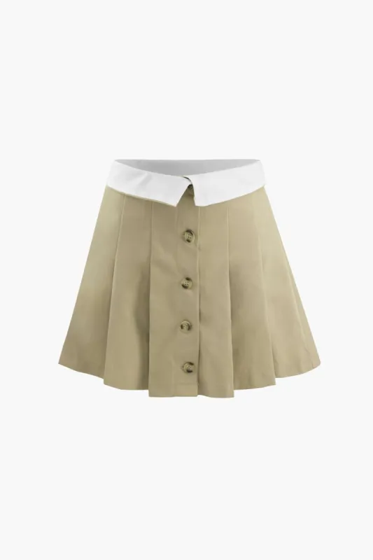 Foldover Waist Pleated Mini Skirt sold by Micas