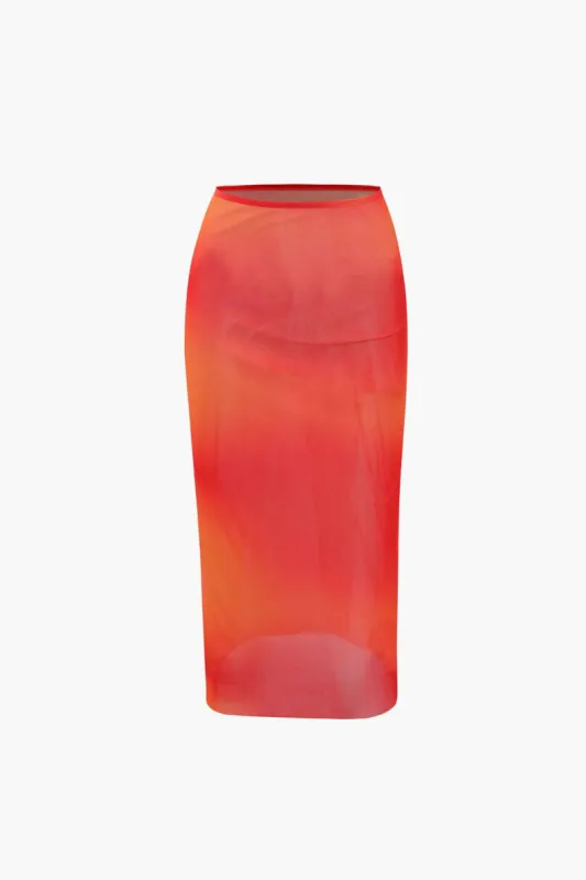 Ombre Sheer Mesh Cover Up Skirt sold by Micas