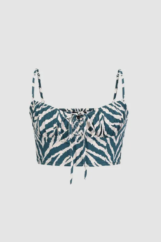 Zebra Tie Front Cami Top sold by Micas