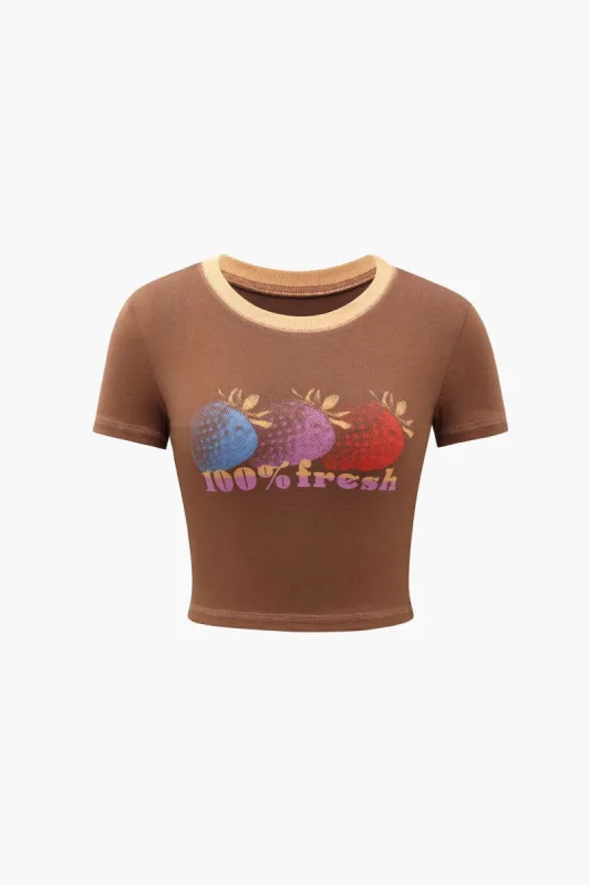 Strawberry Graphic Crop T-Shirt sold by Micas