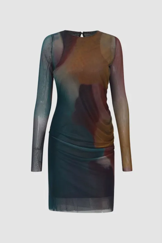Tie Dye Sheer Mesh Mini Dress sold by Micas