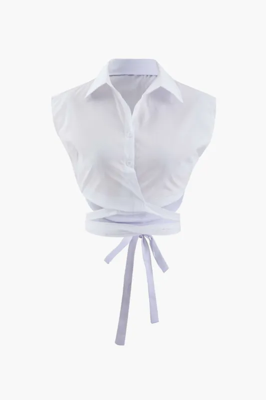 Tie Hem Sleeveless Shirt sold by Micas