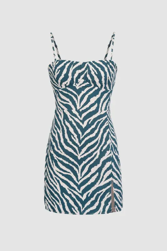 Zebra Print Split Mini Dress sold by Micas