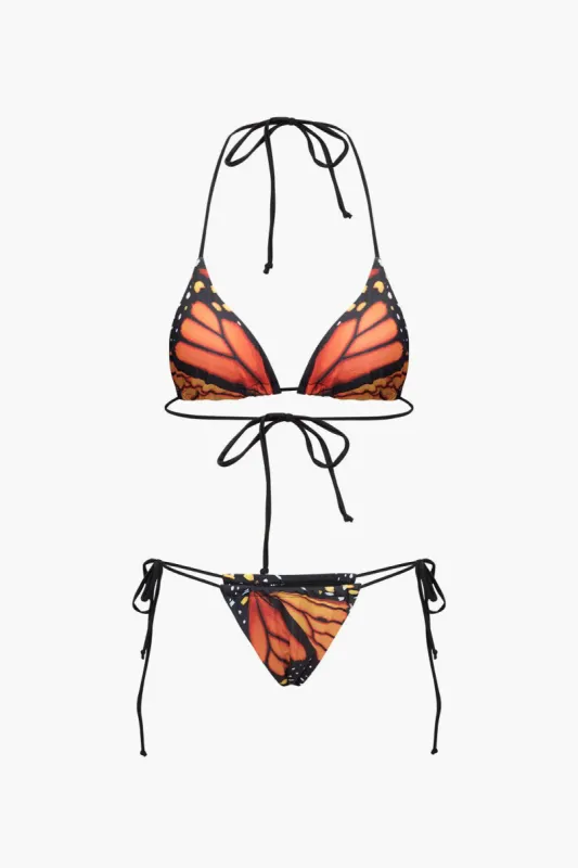 Butterfly Print Halter Tie Bikini Swimsuit sold by Micas