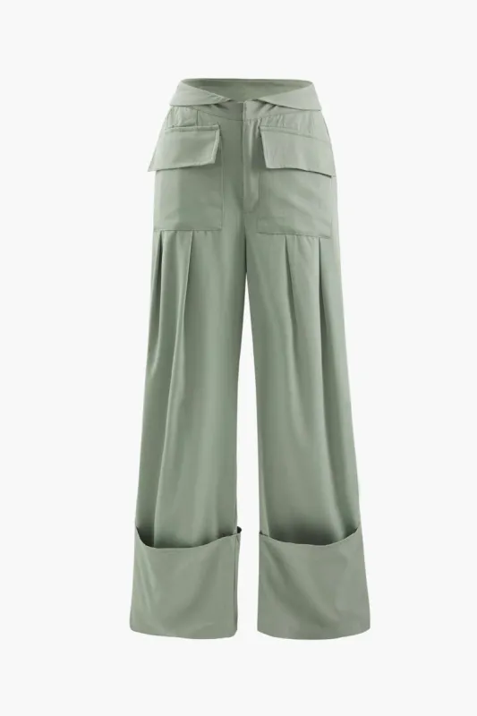 Foldover Pleated Cargo Pants sold by Micas