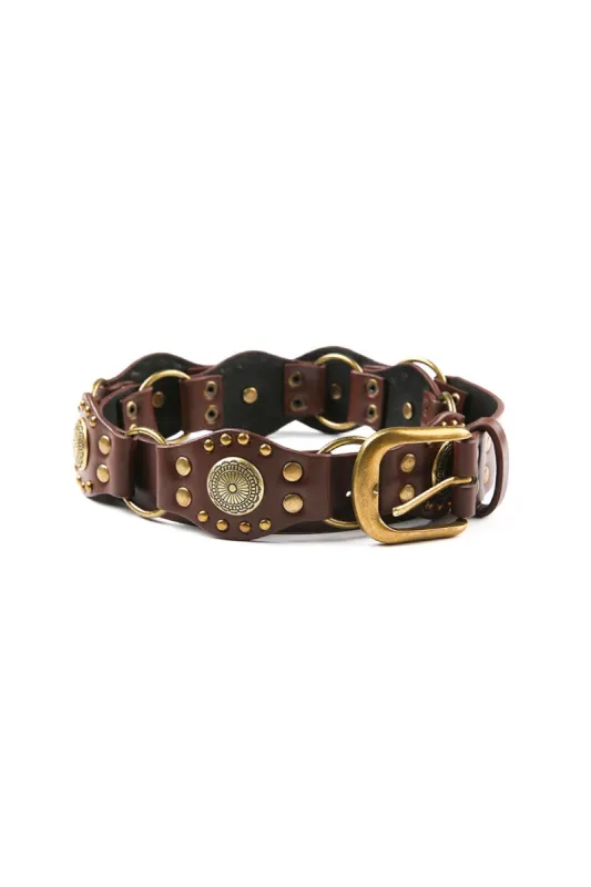 Retro Faux Leather Circle Detail Belt sold by Micas