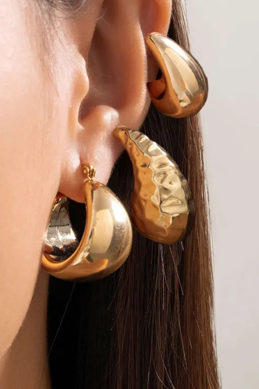 3-pc Curved Metal Earrings sold by Micas