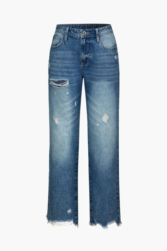 Ripped Straight Leg Jeans sold by Micas