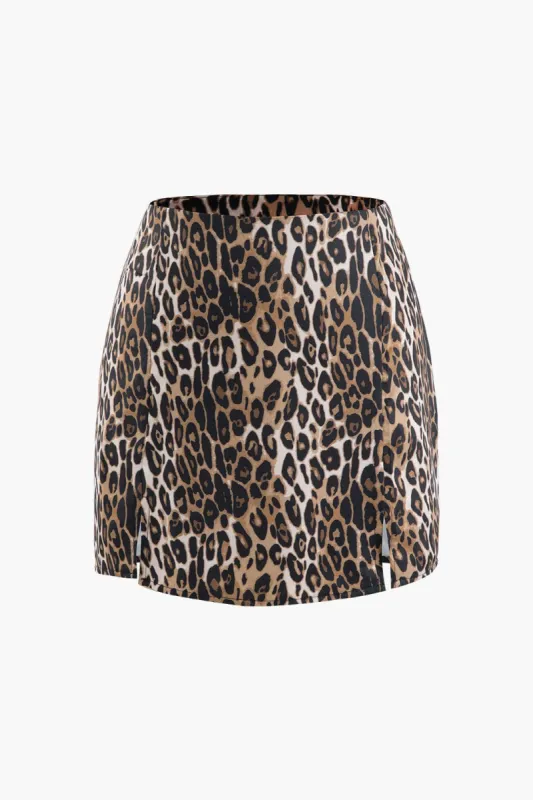 Leopard Print Slit Shorts sold by Micas