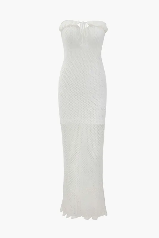 Crochet Knit Slit Strapless Dress sold by Micas