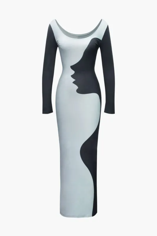 Color Block Long Sleeve Maxi Dress sold by Micas