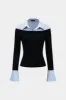 Stripes Print Patchwork Long-Sleeve Top sold by Micas