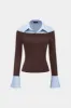 Stripes Print Patchwork Long-Sleeve Top sold by Micas
