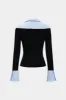Stripes Print Patchwork Long-Sleeve Top sold by Micas