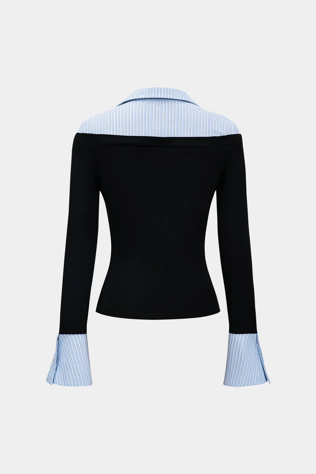 Stripes Print Patchwork Long-Sleeve Top sold by Micas product image thumbnail 2