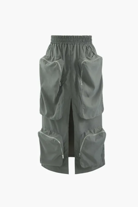 Cargo Pocket Slit Baggy Skirt sold by Micas