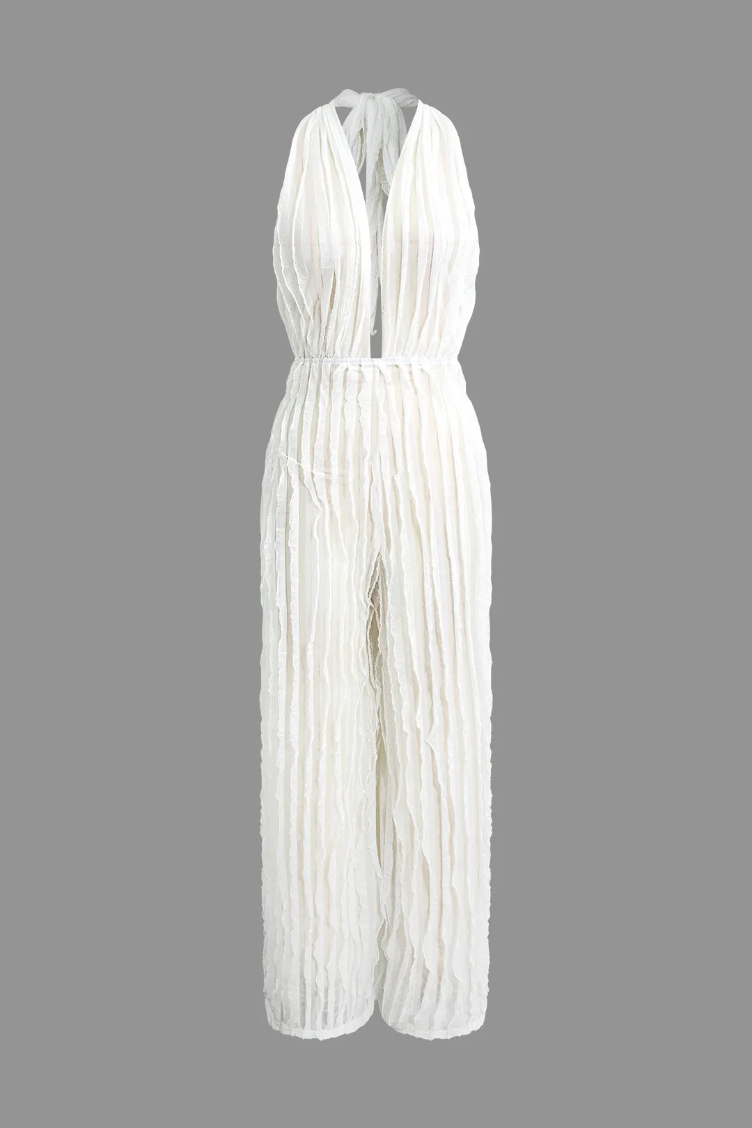 Ruffle Layer Halter Neck Backless Jumpsuit sold by Micas