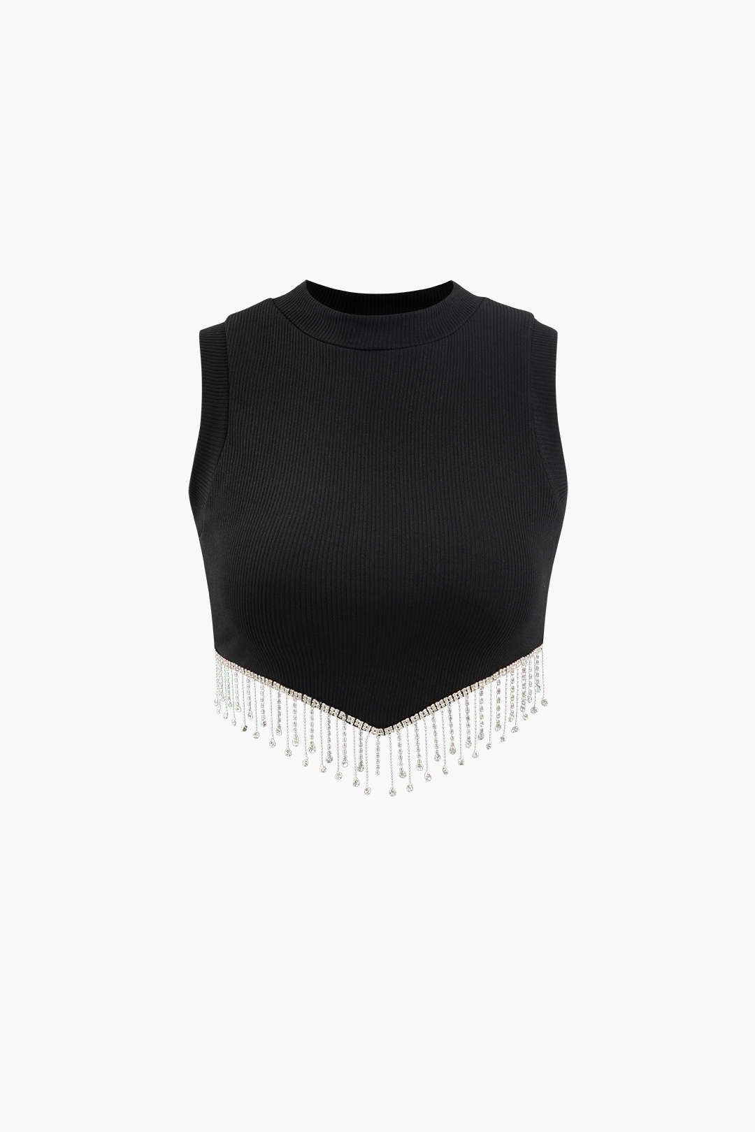 Rhinestone Hem Rib Knit Tank Top sold by Micas