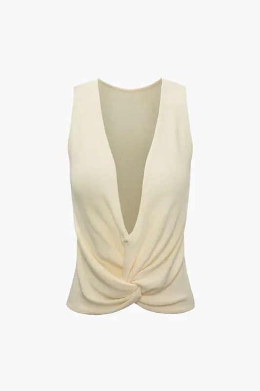 V-neck Knit Twisted Tank Top sold by Micas