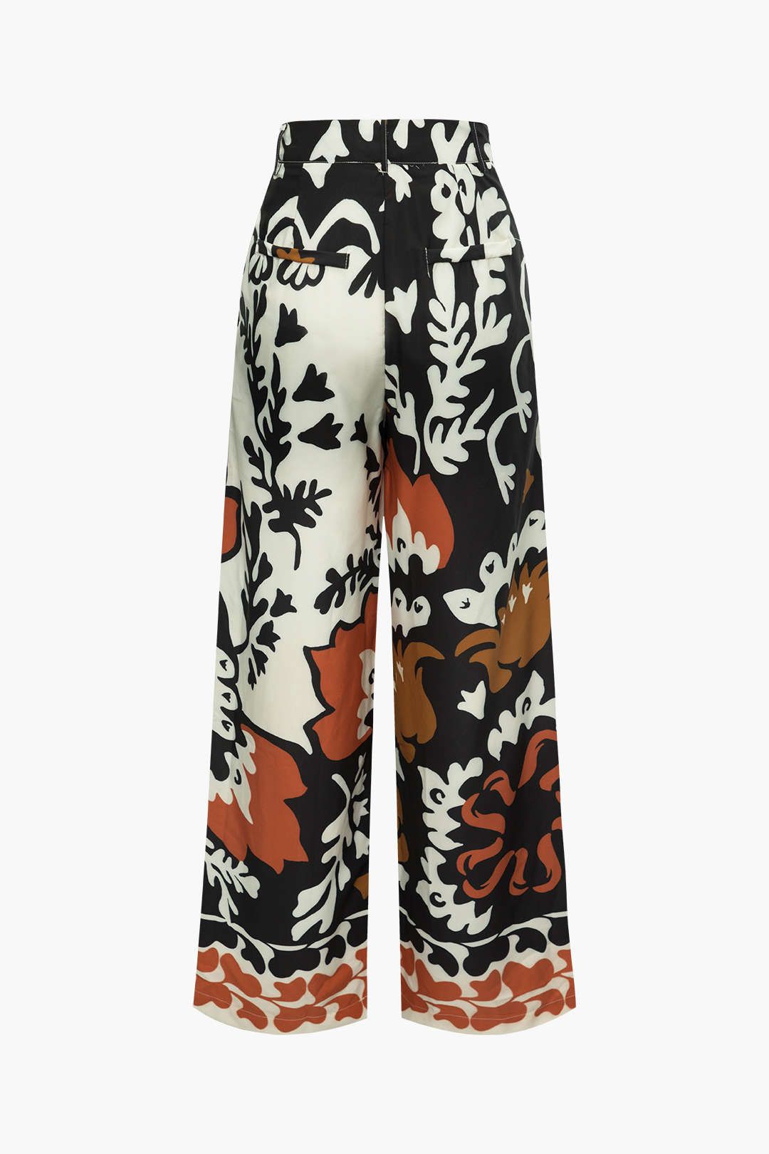 High Waisted Floral Pocket Pleated Straight Leg Pants sold by Micas product image thumbnail 2