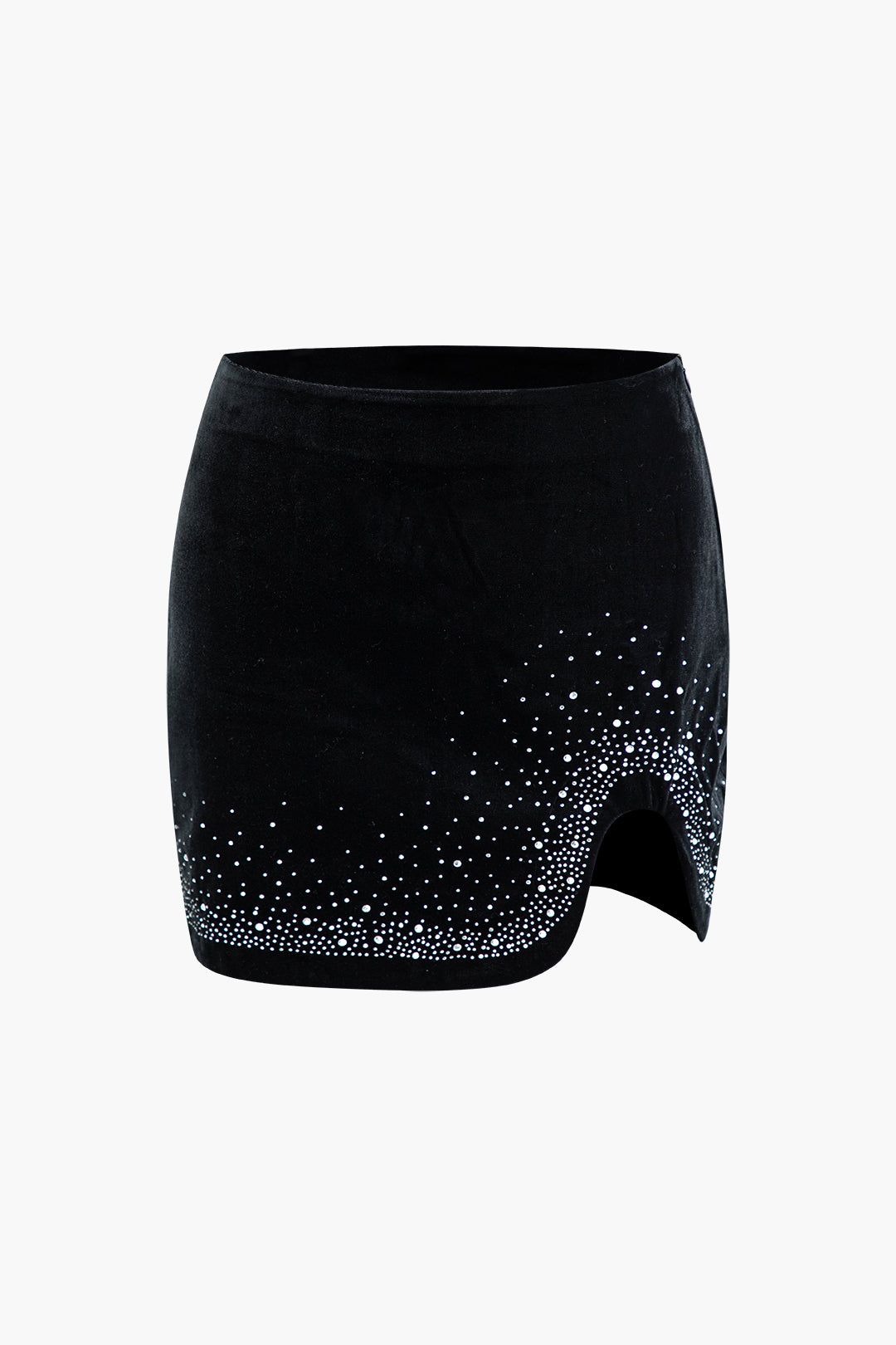 Velvet Rhinestone Decor Mini Skirt sold by Micas