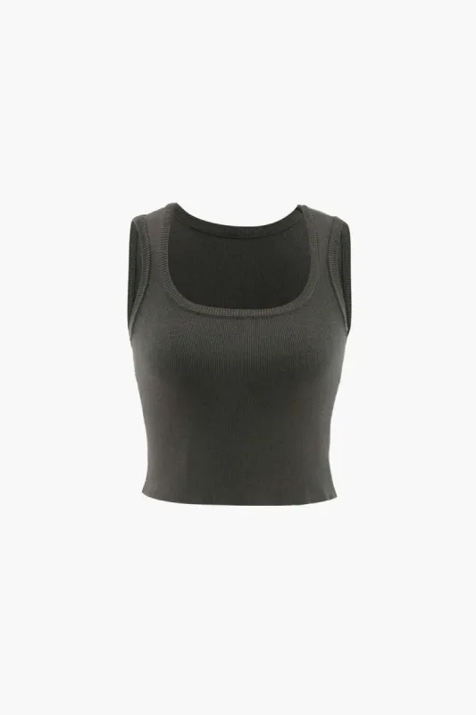 Square Neck Ribbed Tank Top sold by Micas