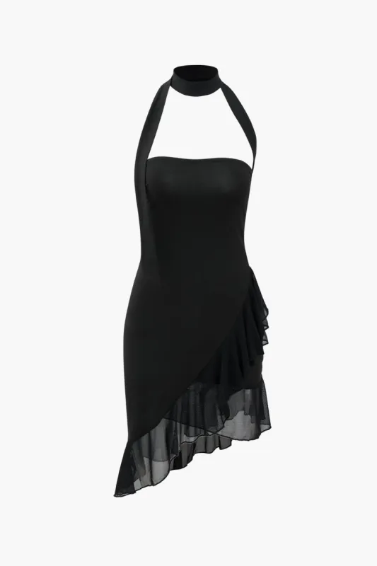 Halter Neck Ruffle Hem Mini Dress sold by Micas