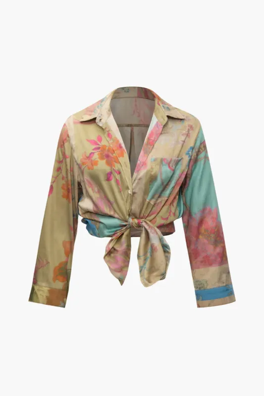 Floral Print Chest Pocket Long Sleeve Shirt sold by Micas