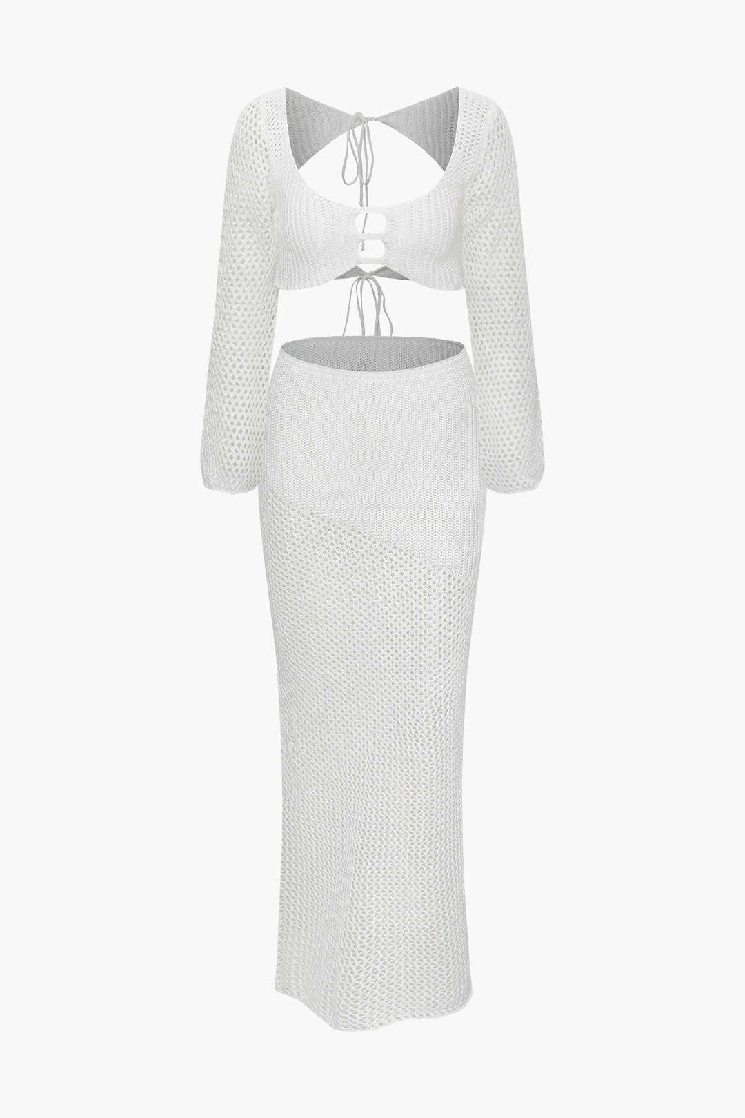 Tie Back Crochet Crop Top And Maxi Skirt Set sold by Micas product image thumbnail 2