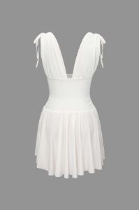 V-neck Sleeveless Pleated Mini Dress sold by Micas
