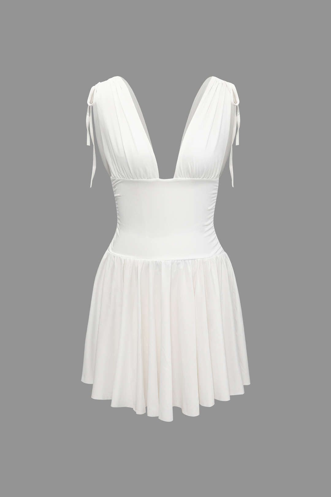 V-neck Sleeveless Pleated Mini Dress sold by Micas