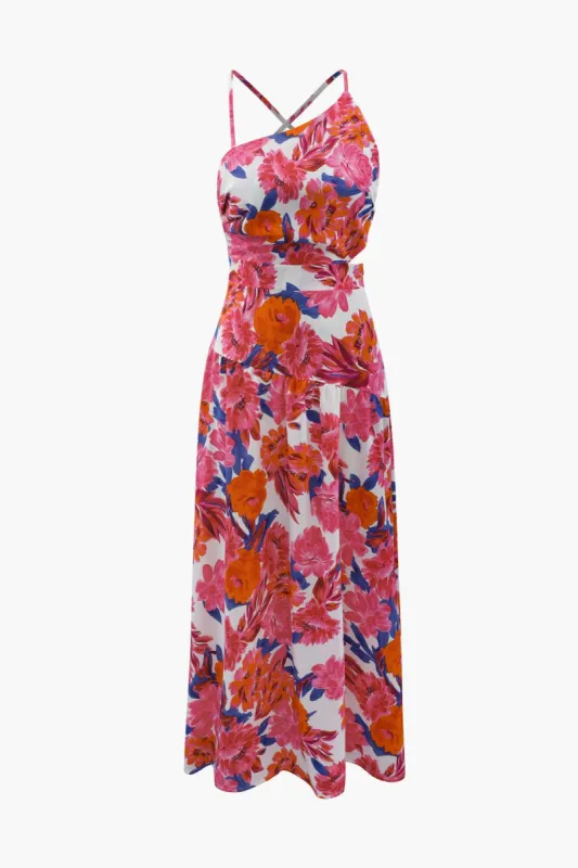 Floral Print Cross Tie Back Maxi Dress sold by Micas