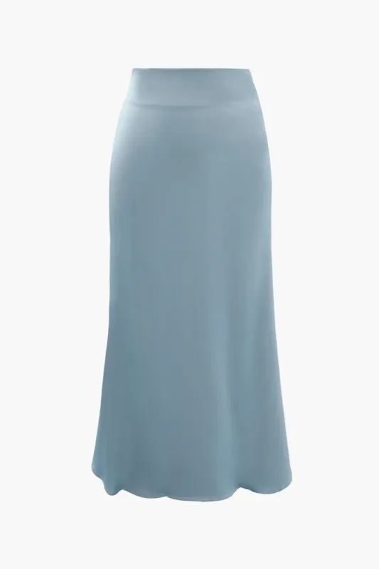 Satin Midi Skirt With Elastic Waistband sold by Micas