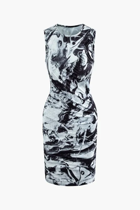 Abstract Print Sleeveless Mini Dress made by Micas