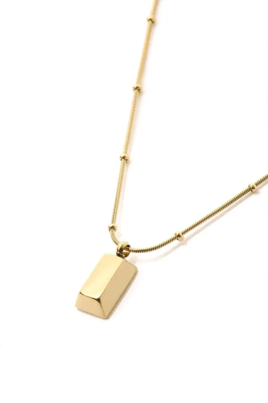 Gold Bar Pendant Necklace sold by Micas