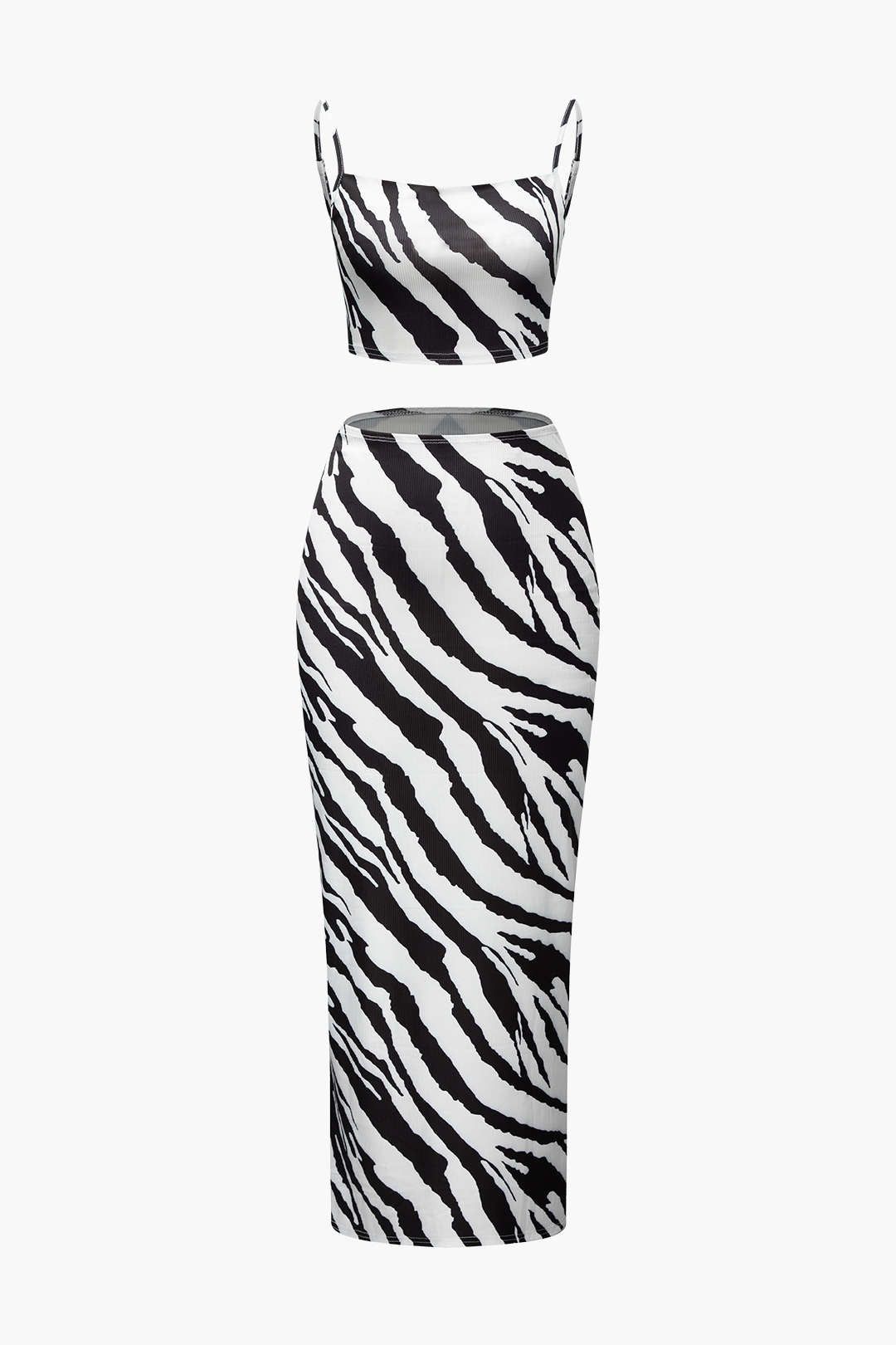 Zebra-Stripe Cami Top And Maxi Skirt Set sold by Micas