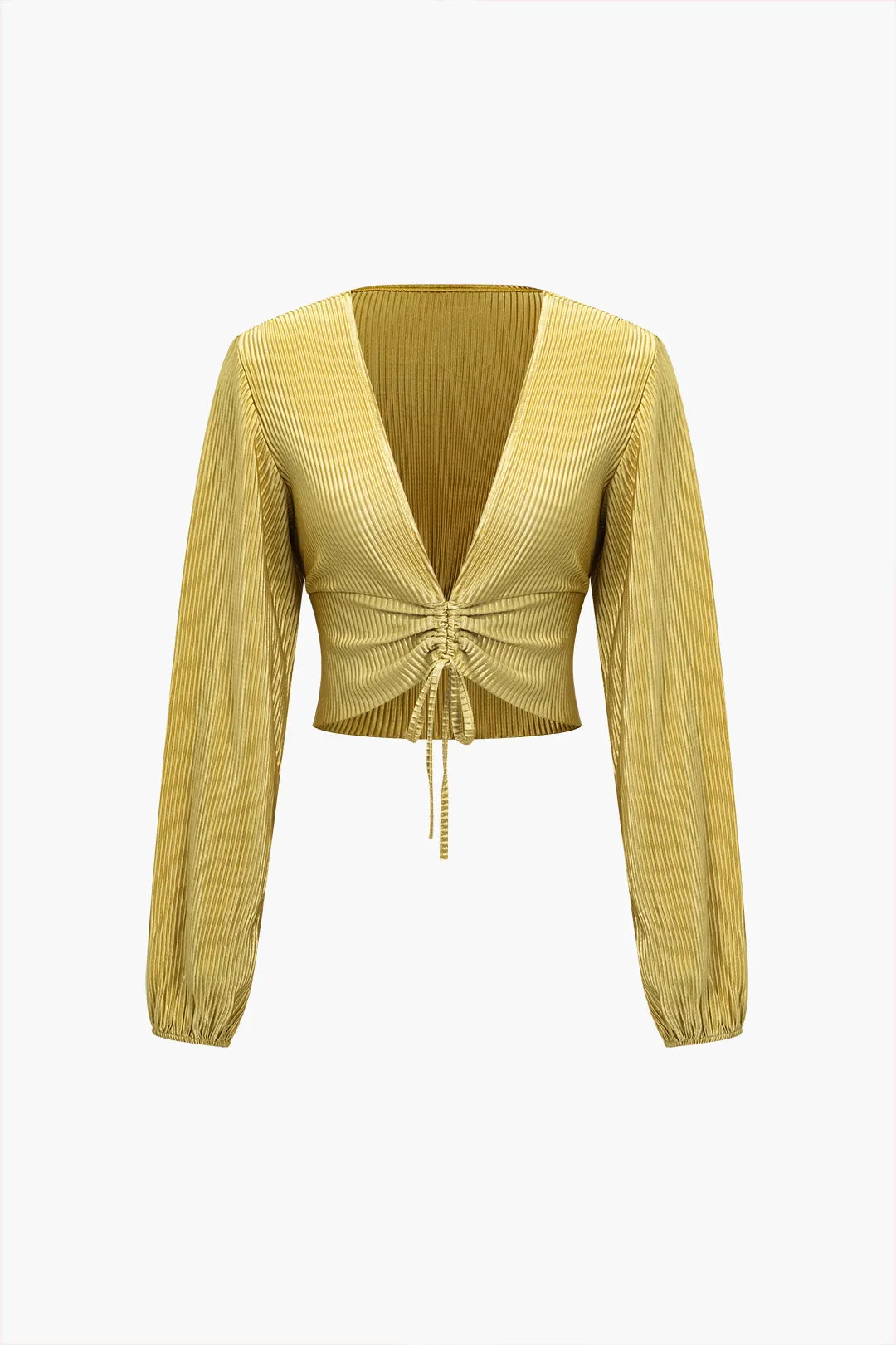 Solid plisseret V-hals top og bukser sæt sold by Micas product image thumbnail 2