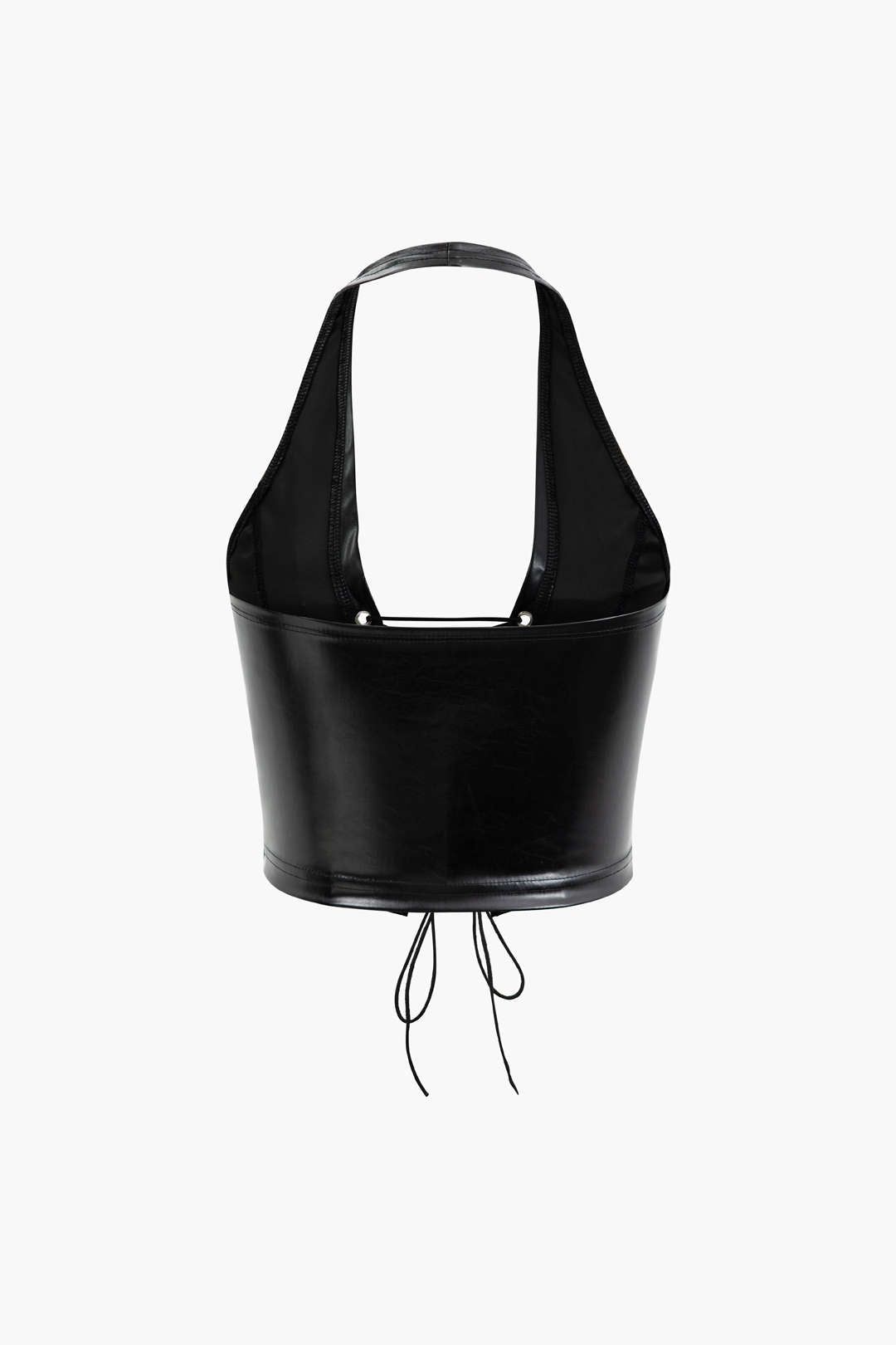 Faux Leather Halter Tie Front Cami Top sold by Micas product image thumbnail 2