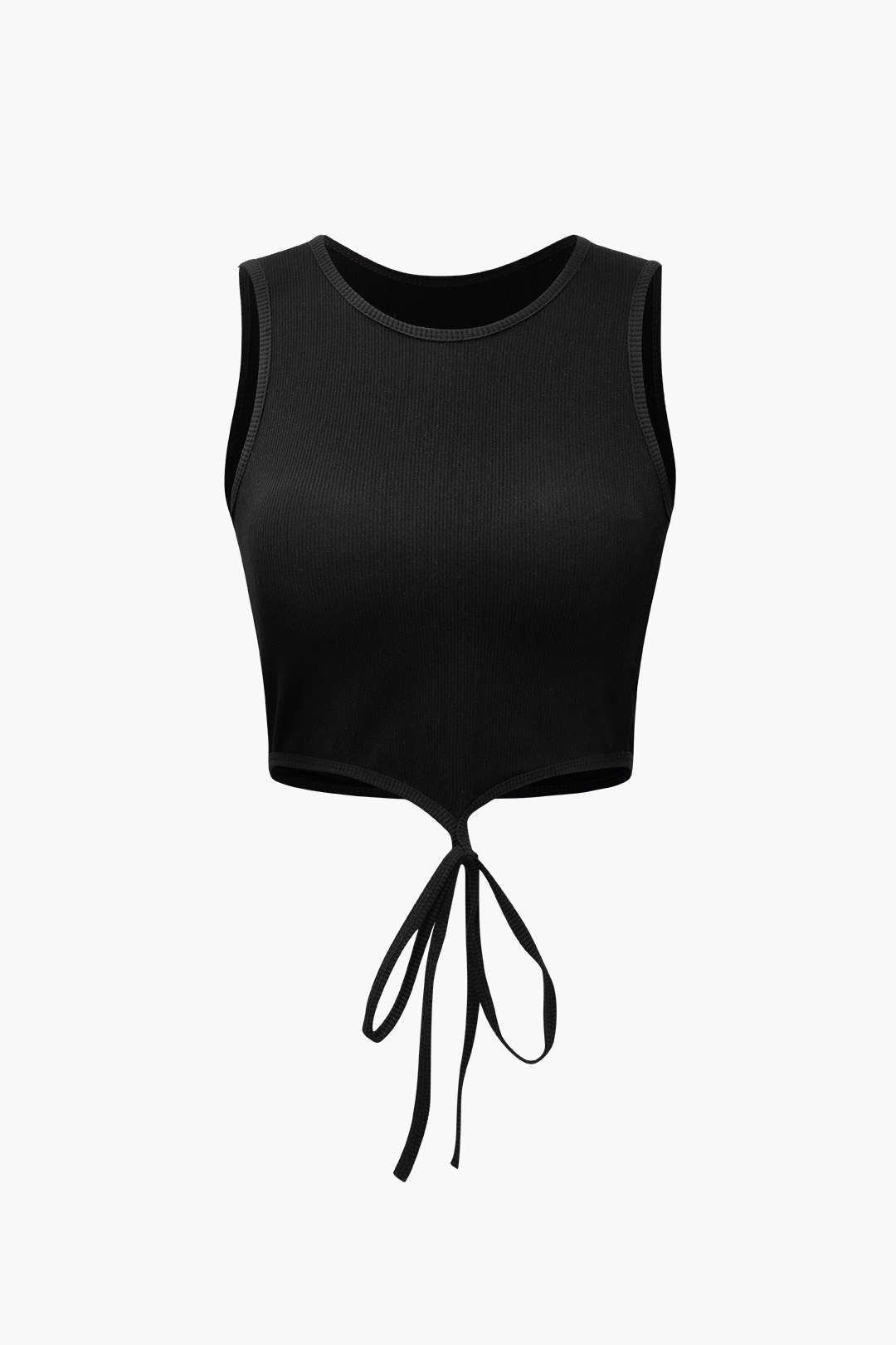 Tie Hem Rib Knit Tank Top sold by Micas