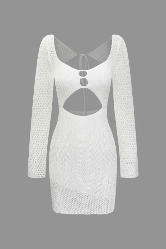 U-neck Cut Out Tie Back Open Knit Midi Dress sold by Micas