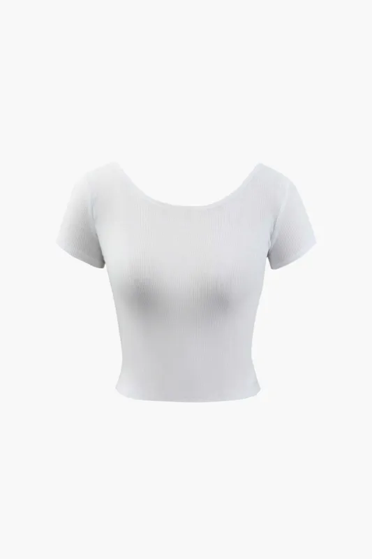 Ribbed Backless Crop T-Shirt sold by Micas