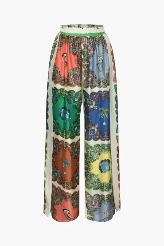 Printed High Waisted Split Wide Leg Pants sold by Micas